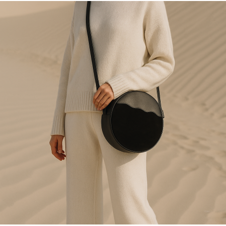 Duna · Bolso redondo de piel hecho en Galicia