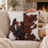 Coxín de pel con pelo natural 40 × 40 | Corzo Artesanía